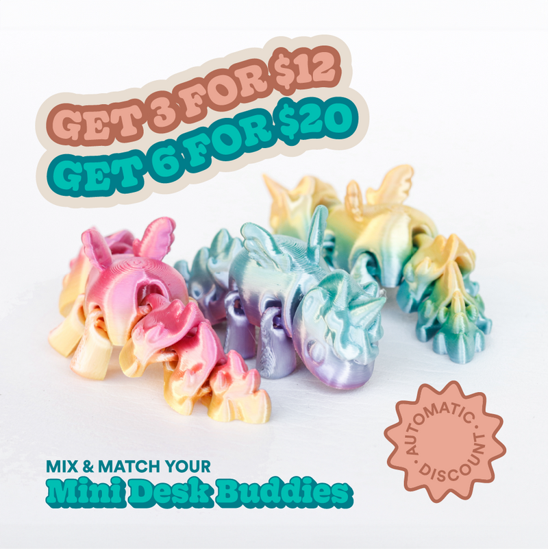 Rainbow Axolotl Flexi | Mini Desk Buddies